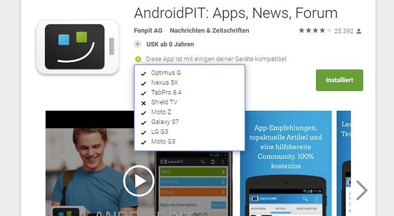 ANDROIDPIT google play store device list installation after