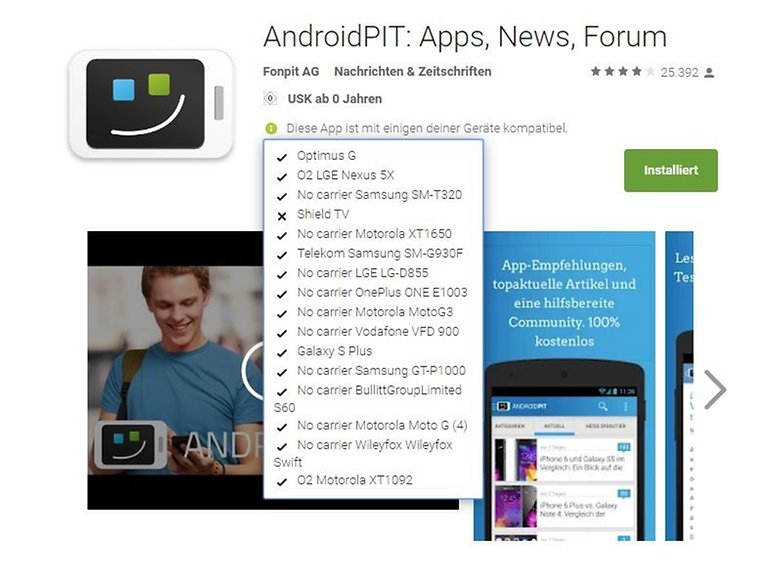 ANDROIDPIT google play store device list installation