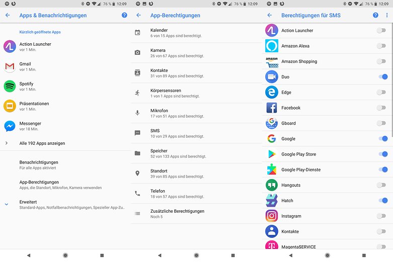 app berechtigungen uebersicht