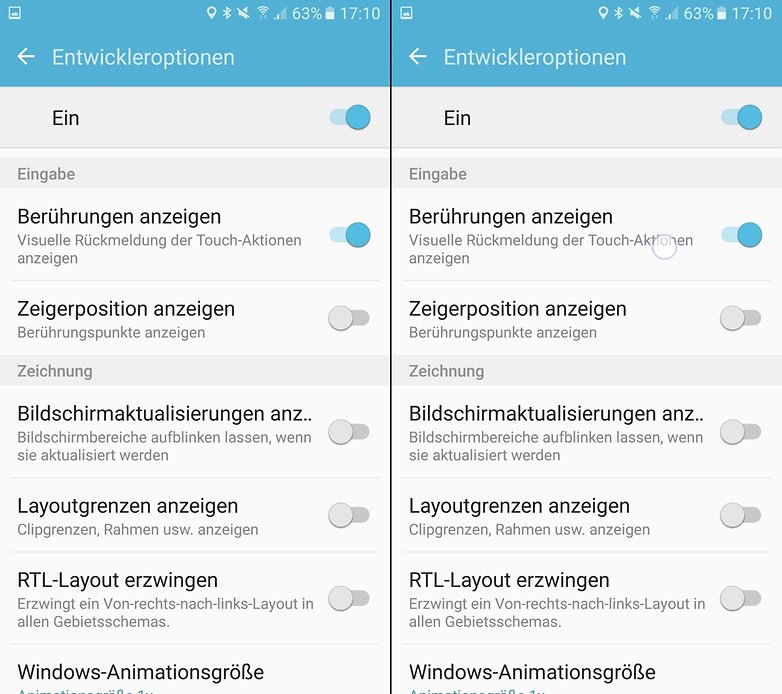 beruehrungen anzeigen