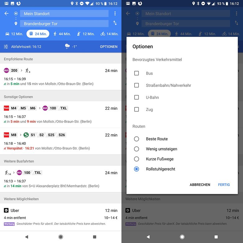 google maps wheelchair accessible