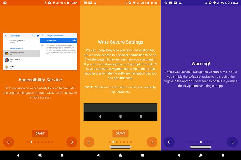 navigation gestures setup installation