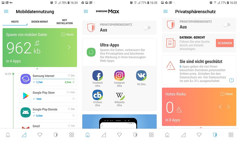 samsung max daten sparen