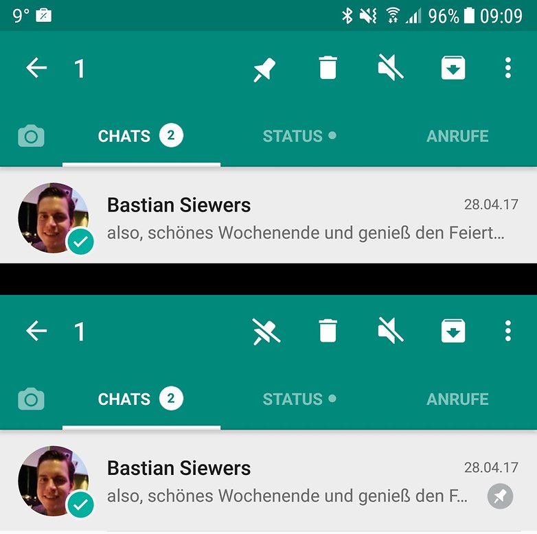 whatsapp conversation pinning