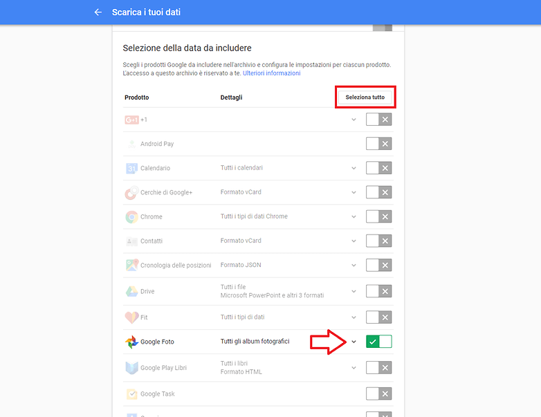 Google takeout screenshot 1 giusto