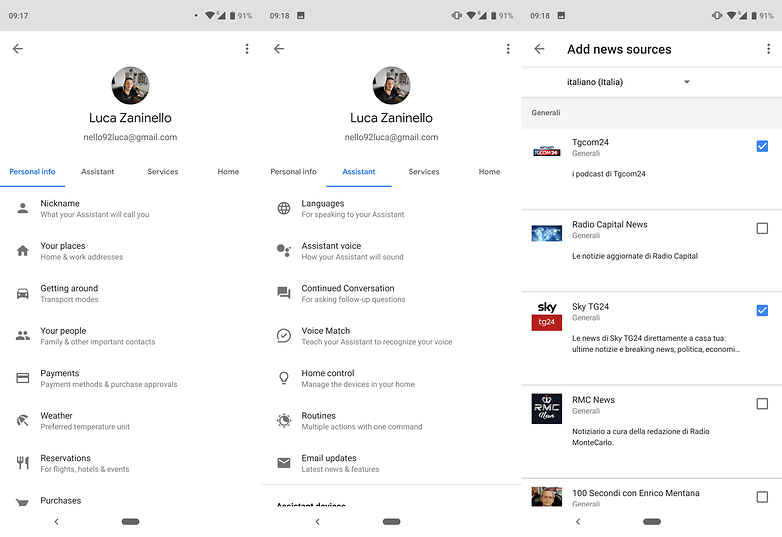 google assistant settings 2
