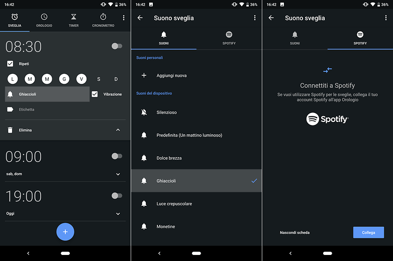 google clock spotify ITA