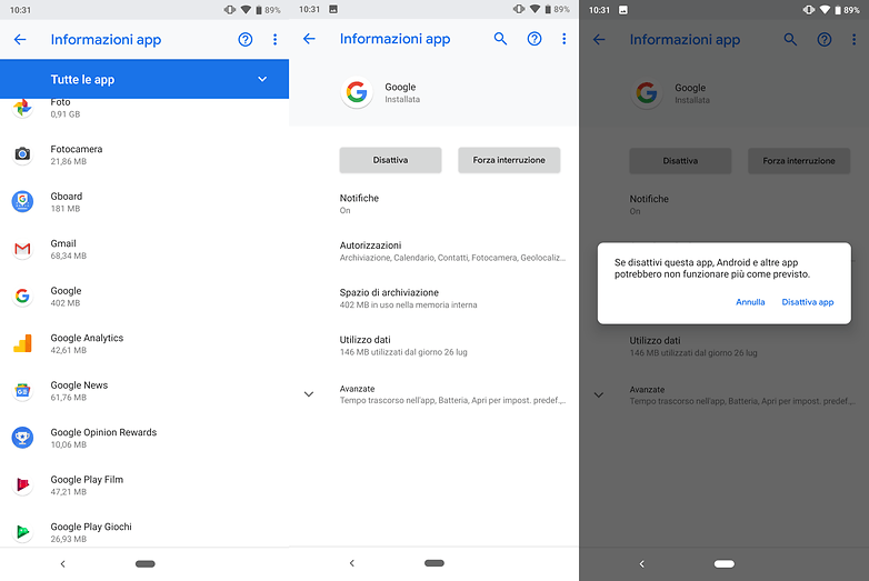 uninstall google