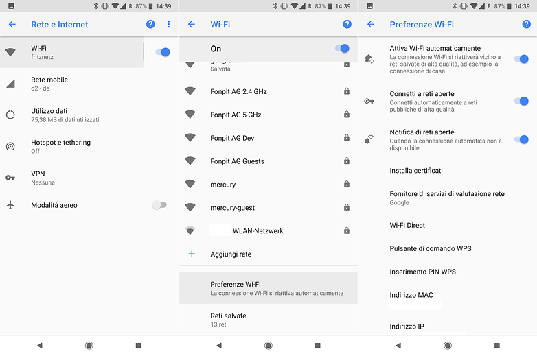 wifi settings ita