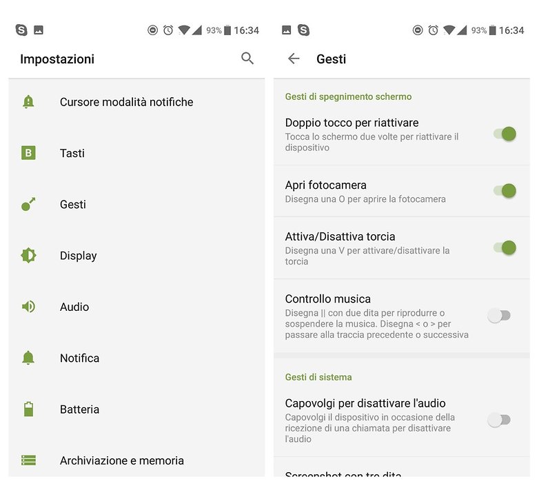 impostazione gesti oneplus3t