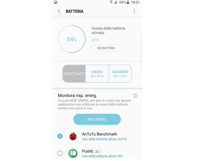 screenshot batteria s7