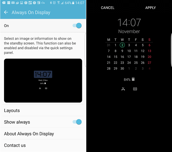 androidpit s7 alwaysondisplay