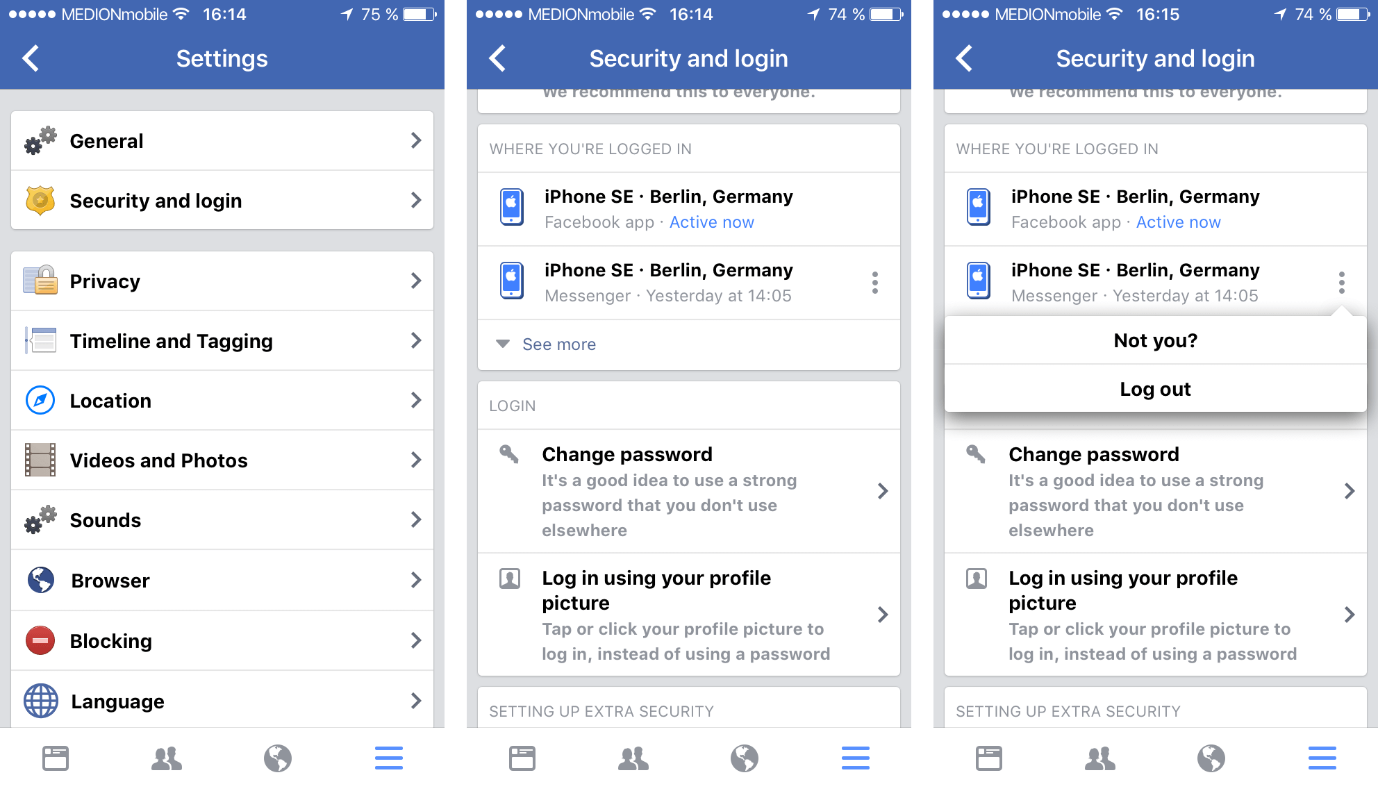 how to log out of messenger on iphone app