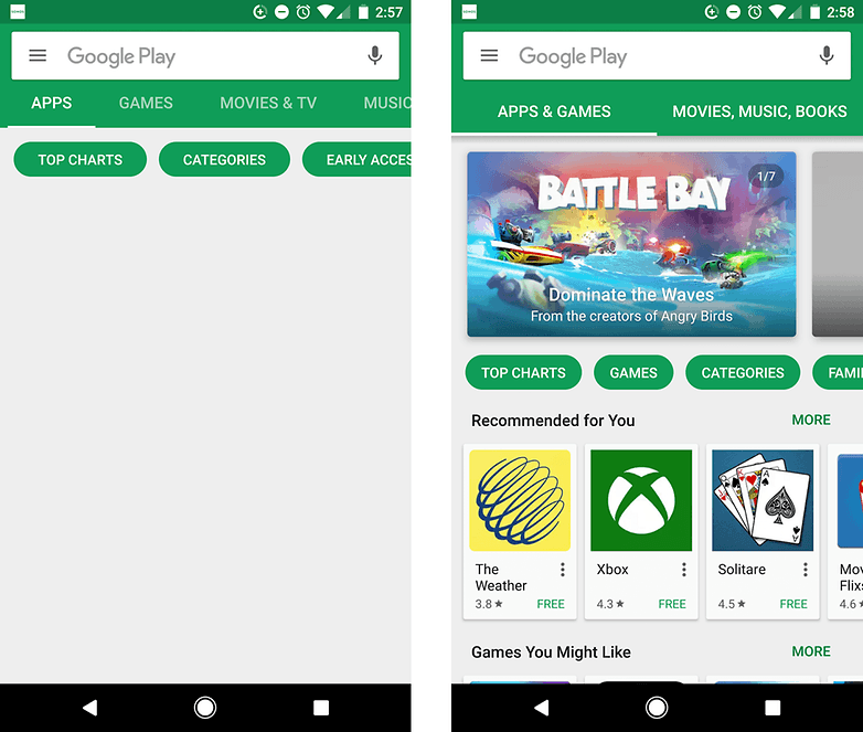 google play home screen blank error screenshots