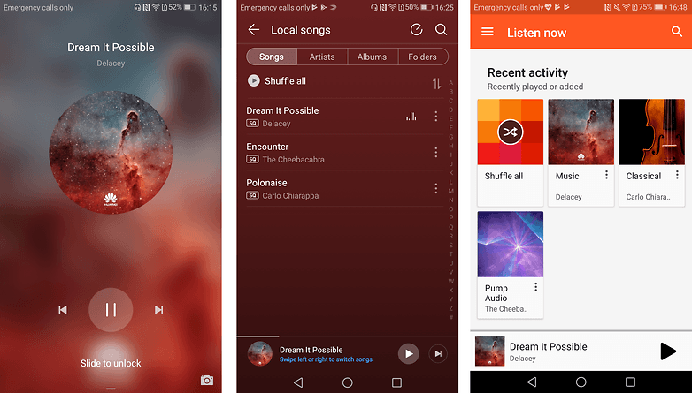 Huawei mate 9 volume de música