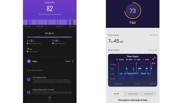 NextPit xiaomi mi band 5 vs fitbit sense sleep