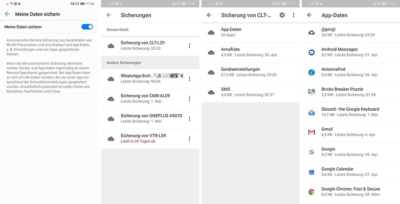 google sicherungen