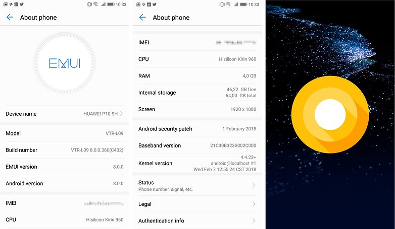 huawei p10 oreo update