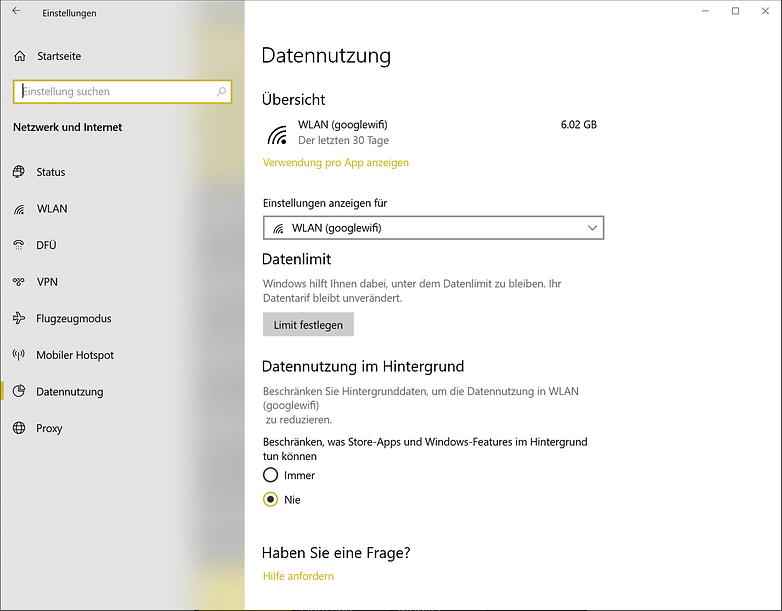 windows wlan datennutzung