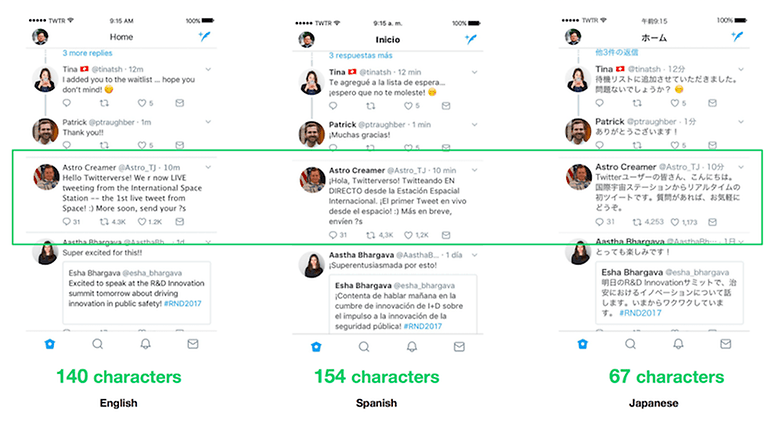 twitter 280 tweet 3linguas