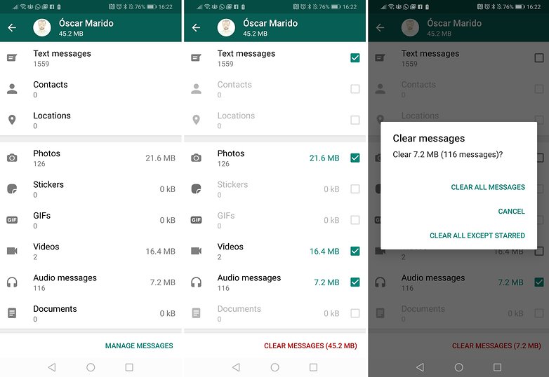 whatsapp delete chats storage usage 2
