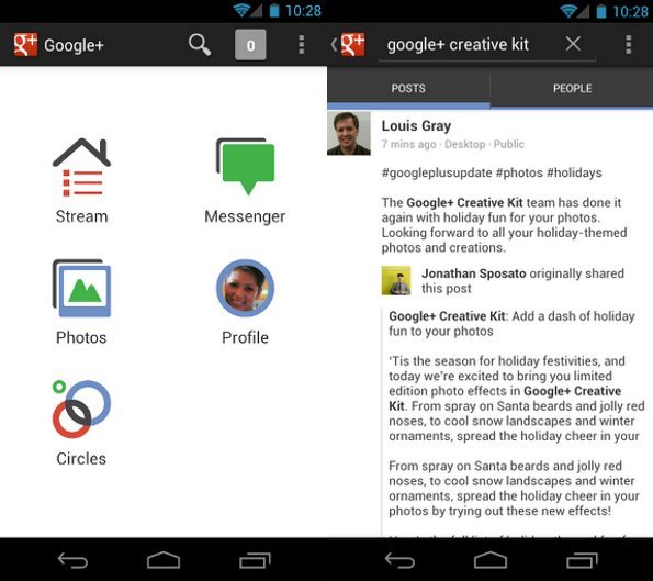 Google plus android update 