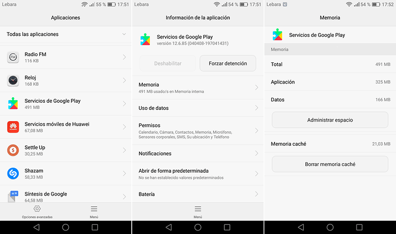 borrar cache servicios google play androidPIT