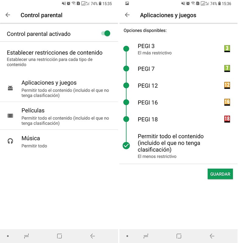 control.parental play store
