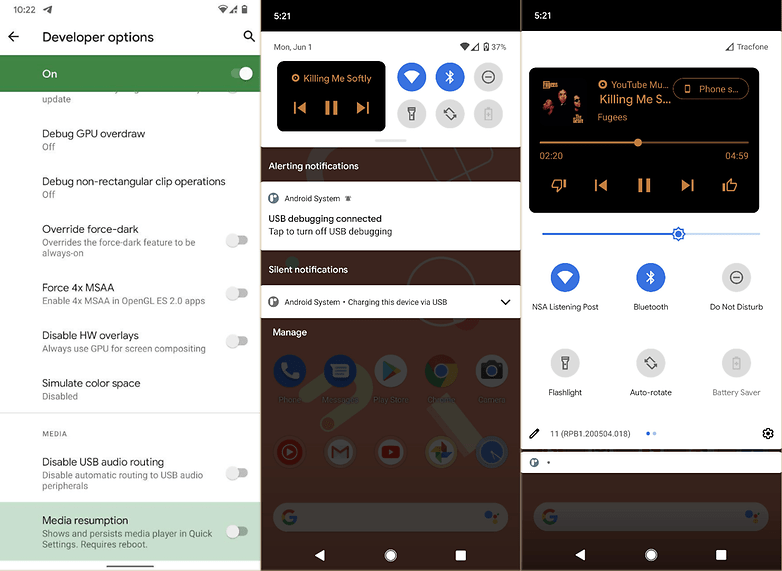 contrôle de la musique android 11