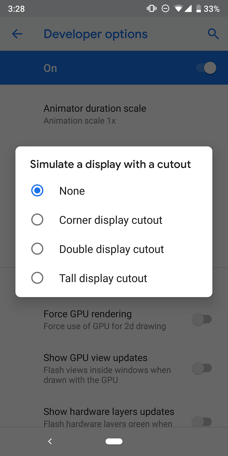 developer options notch