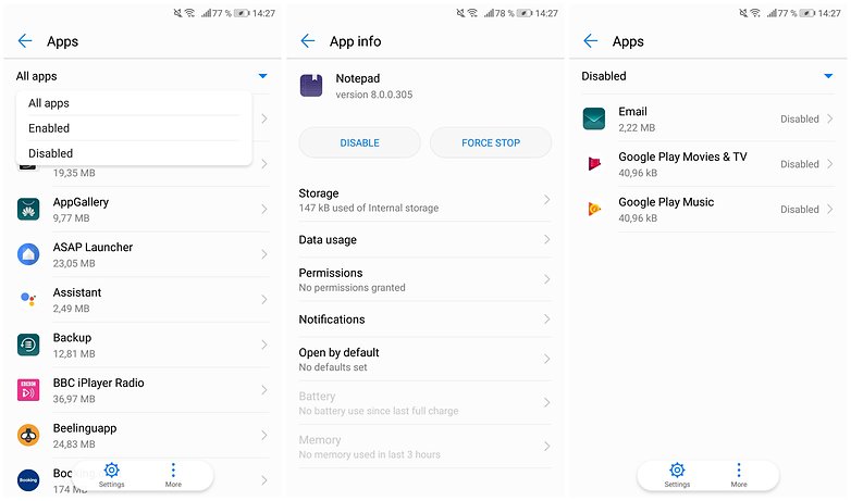 disable apps bloatware