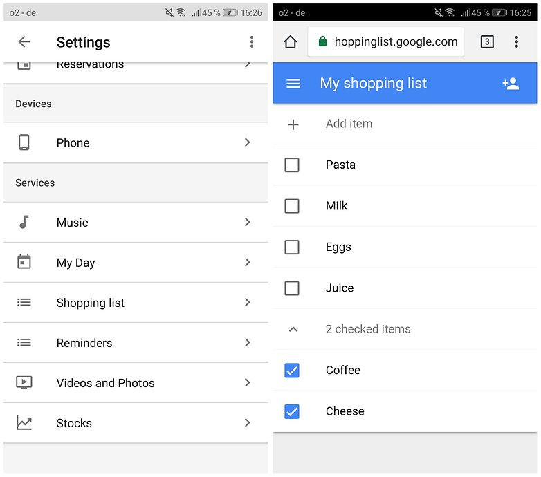 google assistant shopping list
