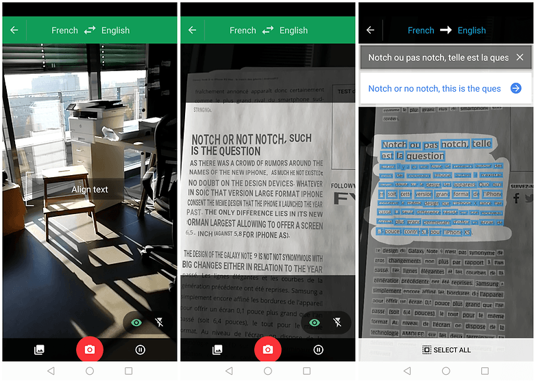 google translate app camera