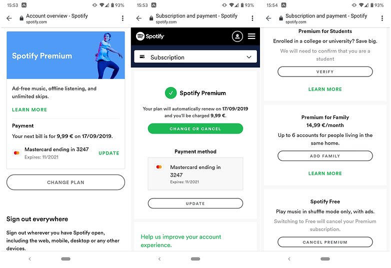 how to cancel spotify premium on the app android