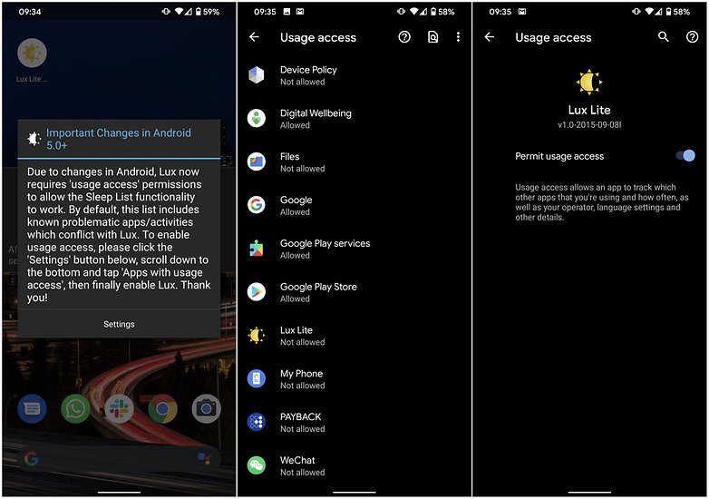 lux lite app settings