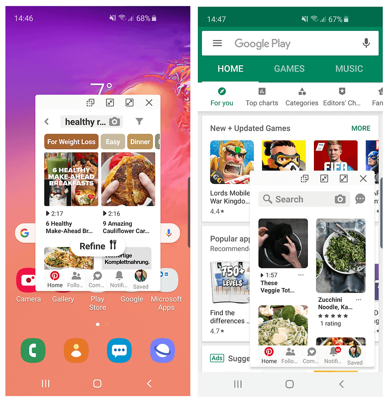 pop up view android pie