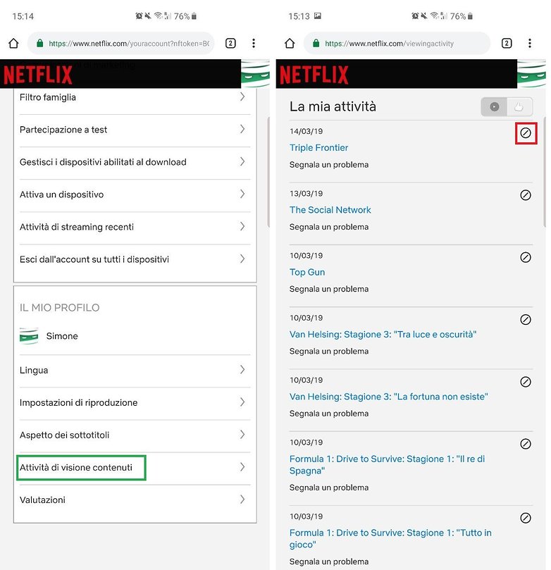 netflix app recent history