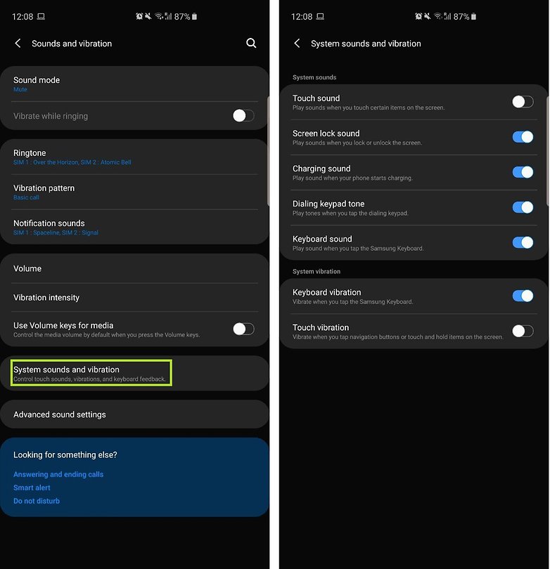 samsung ui sounds vibrations
