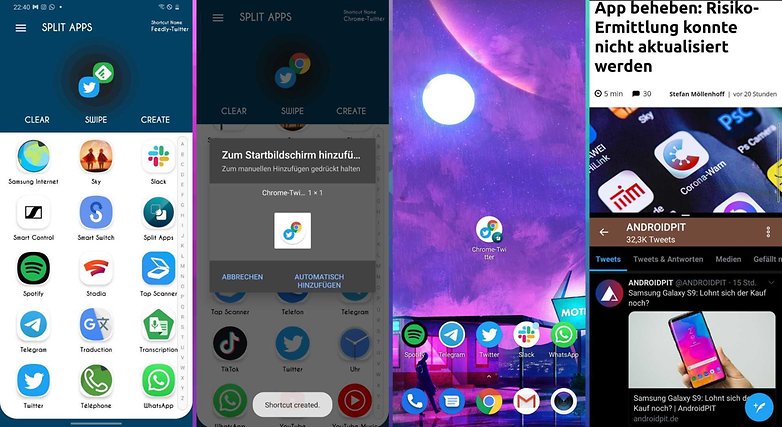 split apps screenshot german