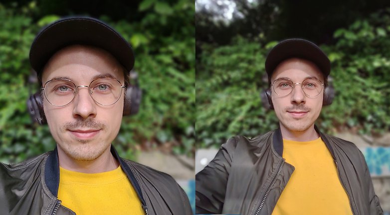 Bei Portrataufnahmen kann das Motorola Moto G 5G Plus dank zweier Cámara frontal noch einmal aus dem Motiv herauszoomen