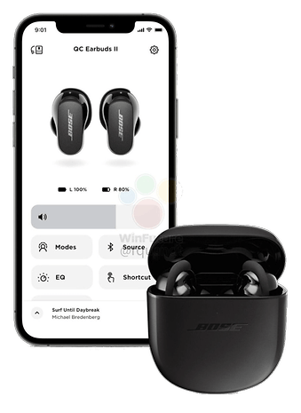 Reka bentuk Bose QuietComfort II Earbuds