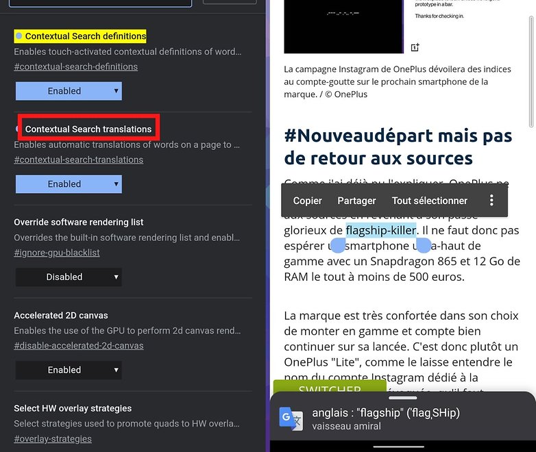 google contextual search translation
