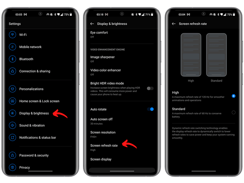 oneplus first things configure display refresh rate