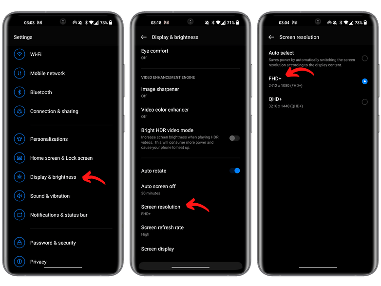 oneplus first things configure display resolution