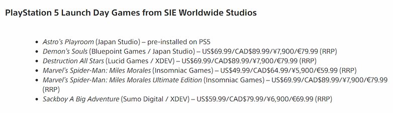 precios de los juegos de Sony para ps5