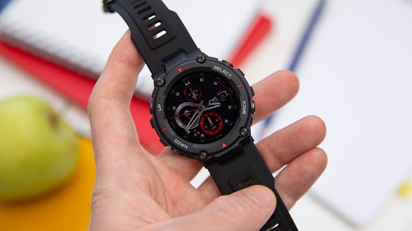 amazfit t rex on hand