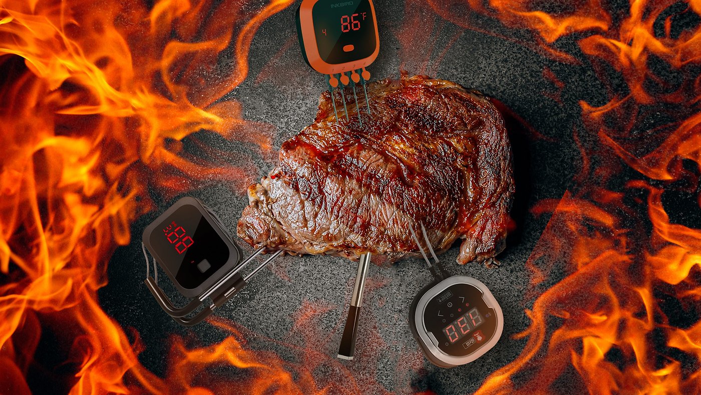 Numérique pliable viande thermomètre en rouge barbecue accessoires gargrad mesurer BBQ 