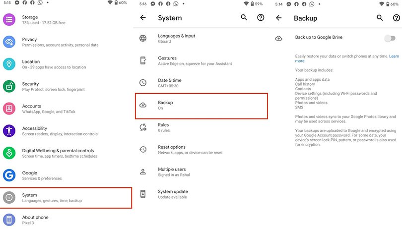 how to use google sync and backup on android devices