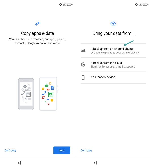 download google backup to new android phone
