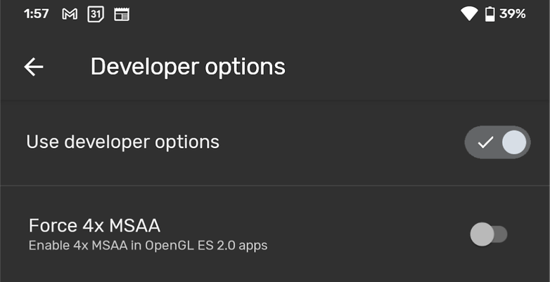 Developer options - Force 4x MSAA